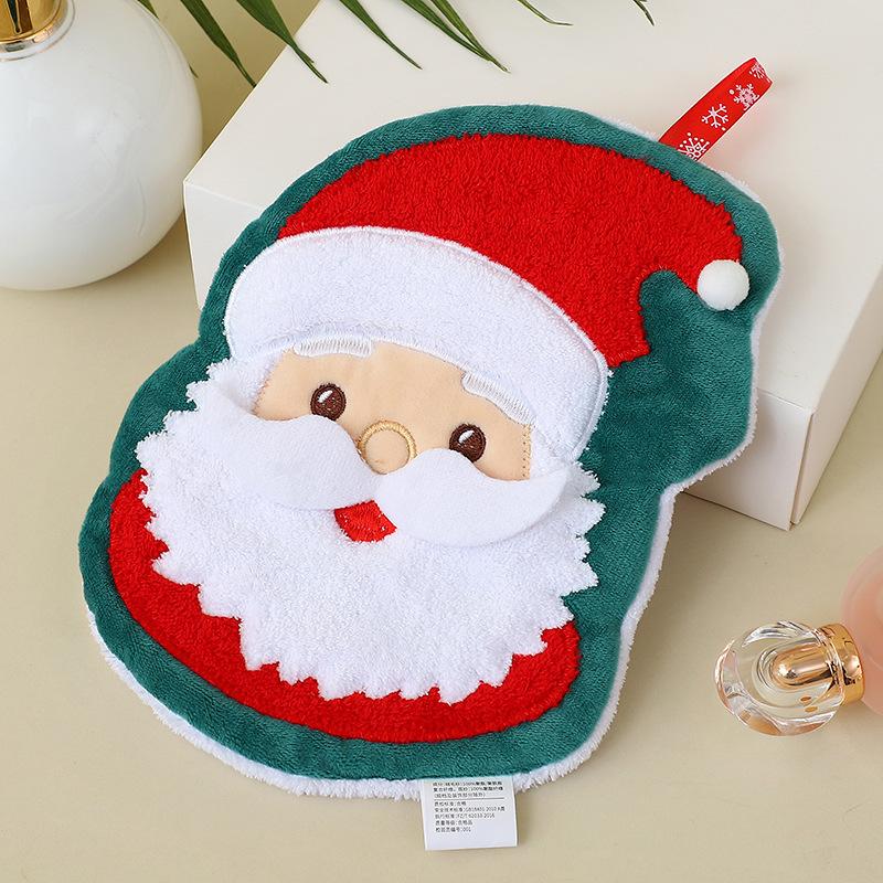 Coral Fleece Christmas Santa Claus Hand Towels Water Absorption Quick-Drying Hand Towel Christmas Tree Bell Kitchen Bathroom
