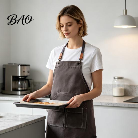 Multi Pocket Garden Apron Waterproof Kitchen with Pockets, Chef Cooking for Men Women, Adjustable Cross Back Work Barista, Gardening, Painting