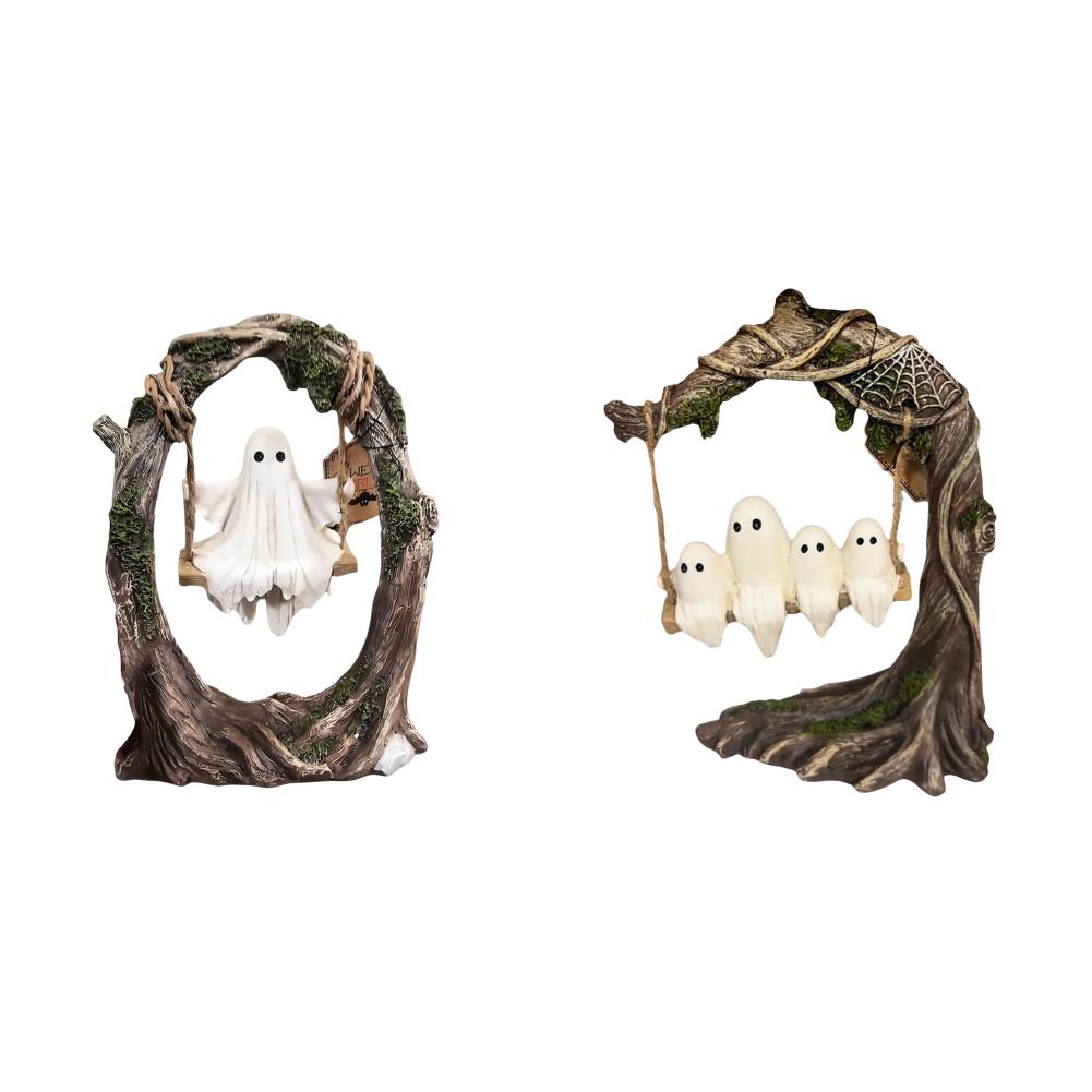 Halloween Figurine Ghost Cute Spooky MultiPurpose on Tree Swing Statue Lovely Ghost Decorations for Decor Home Desktop Bookshelf
