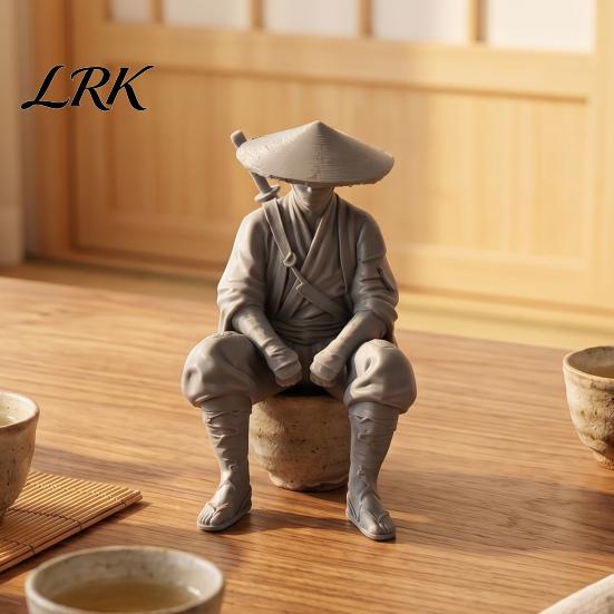Коллекционный Орнамент Странствующего Рыцаря, 3D-печатная Фигурка Древнекитайского Отшельника-Воина, Статуэтка Мечника с Бамбуковой Шляпой, Креативное Украшение для Рабочего Стола для