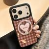 Коричневый чехол-подставка в форме сердца для iPhone 15, iPhone 16, iPhone 17 Pro Max