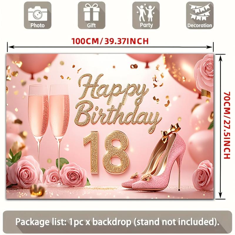 1 pair of fashionable 18th birthday pink rose glitter high heels with champagne polyester background cloth suitable for party