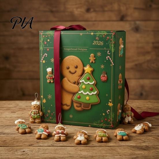 December Daily Countdown Activities 2026 Gingerbread Man Advent Calendar, 24 Day Christmas Decoration for Shelf Decor Kids Adults, Festive Holiday