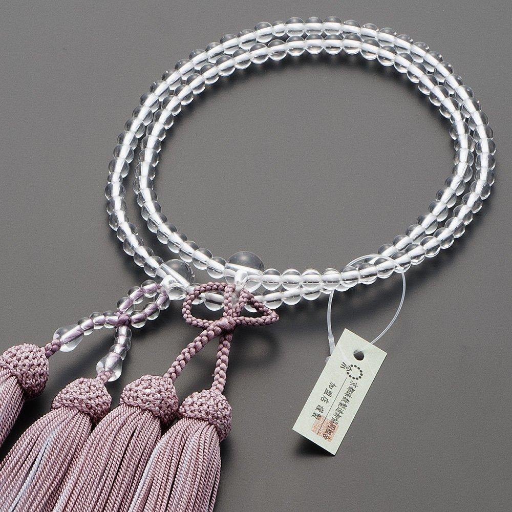 Buddhist Altar Shop Takita Shoten Buddhist Prayer Beads, Jodo Shinshu Formal Prayer Beads [Women's], Genuine Crystal, 8-inch, Silk Tassel with Head