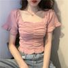 2025 Elegant Fransuz Puf Yengli Kvadrat Bo'yinli Top - Nozik Didli, Ayollar uchun Yengil Yetuk Yozgi Ko'ylak