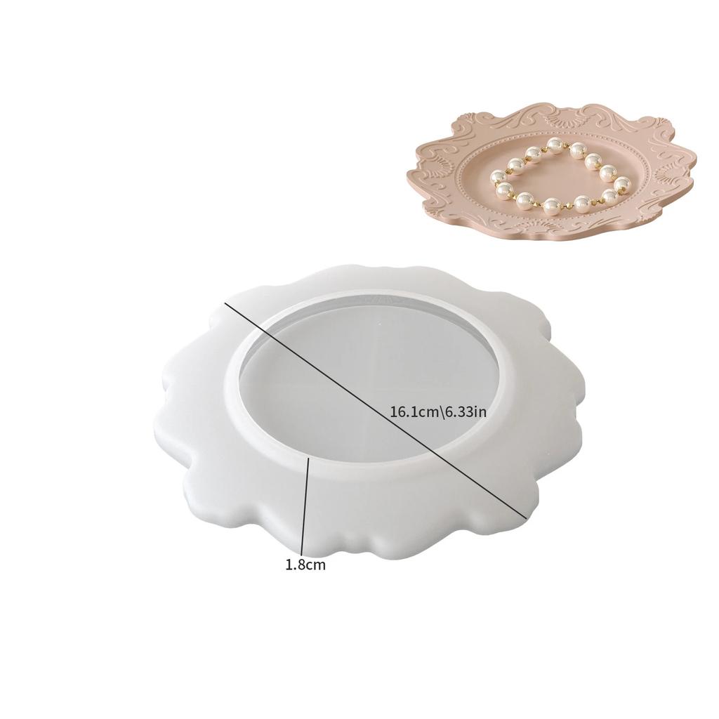 Круглый цементный поднос Силиконовая форма Сделай сам Ручная работа Круглая форма для хранения Тарелки Гипс Бетон Смола Подставка Форма для литья Декор для дома