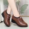 Модные классические туфли из натуральной кожи для женщин с круглым носком, повседневные удобные туфли на танкетке для женщин, весна-осень, рабочая обувь для мам, мягкие