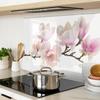 Decorative Glass Kitchen Chopping Board with Magnolia Graphics 80x52 cm