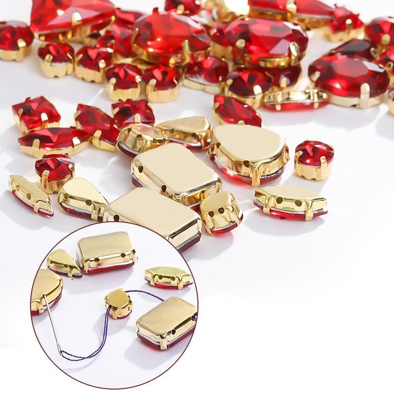 50 шт., пришивные стразы с когтями, хрустальные стразы с плоской задней частью, металлические зубцы, стразы, акриловое стекло, швейные драгоценные камни