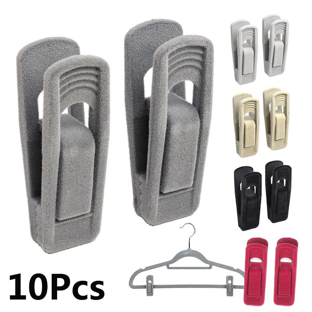 10pcs Storage Bathroom Household Non-slip Coat Holder Hanging Hooks Velvet Hangers Clips Dress Rack