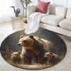 Brown Bear Round Area Rug,Carpet Rug for Living Room Bedroom Sofa Playroom Decor,Non-slip Floor Mat