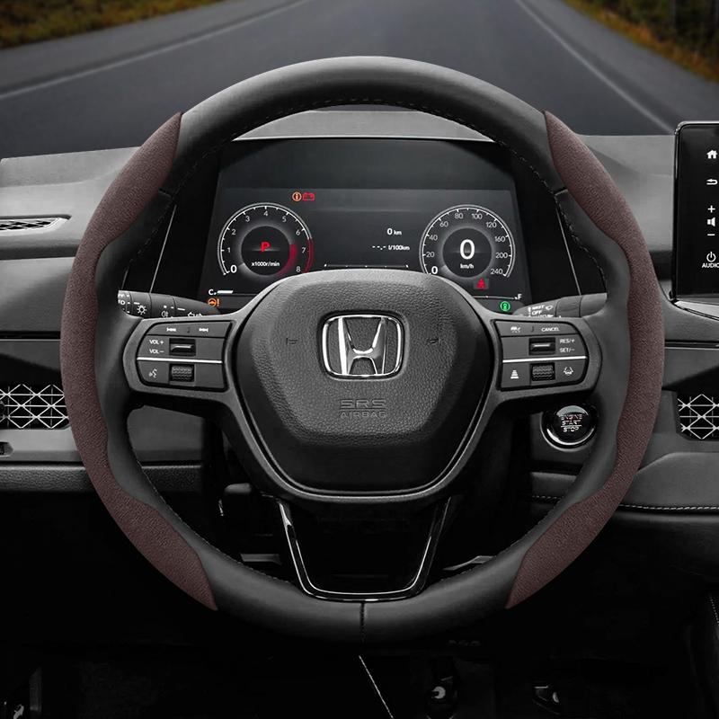 ZAG1 Suitable for Honda Anti-Slip Buckle Segmented Suede Steering Wheel Cover Suitable for Civic Fit 8Th Gen 8 City Accord 9 10 Vezel Freed Breeze 7  