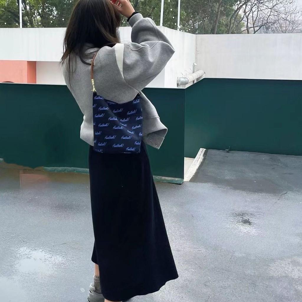 IELGY Женская тонкая парусная сумка из искусственной кожи с буквенным принтом и сумкой для барабанов, повседневная японская простая тканевая сумка для подмышек