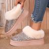 Fashion Sequins Decor Platform Snow Boots Women Fashion Keep Warm Faux Fur Winter Boots Woman Shiny Fuffly Furry Ankle Boots Ladies 42