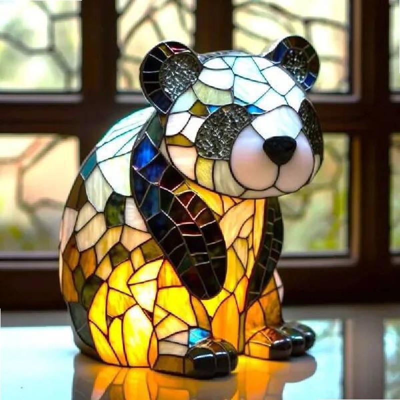 Creative Panda Dolphin Lion Leopard Dog Animal Resin Led Night Light Ornament For Desk