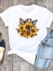 (Азиатский размер) Одежда Повседневная сладкая цветочная тенденция 90-х годов О-образный вырез Футболка женская с коротким рукавом Модная женская футболка с принтом Женские графические футболки