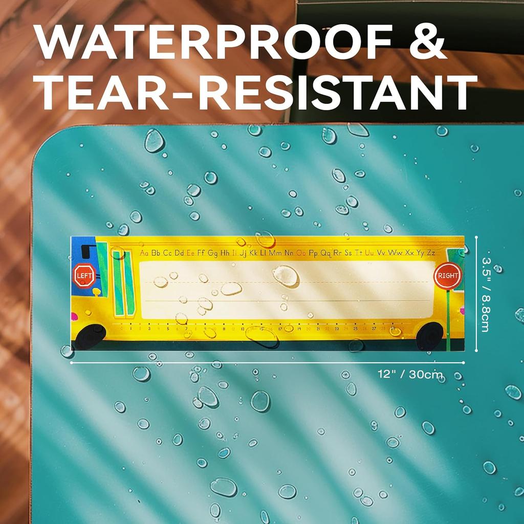 40 PCS Desk Nameplates for Classroom, Name Plate for Desk with Alphabet, Number Line, Traditional Manuscript Name Plate for Classroom School