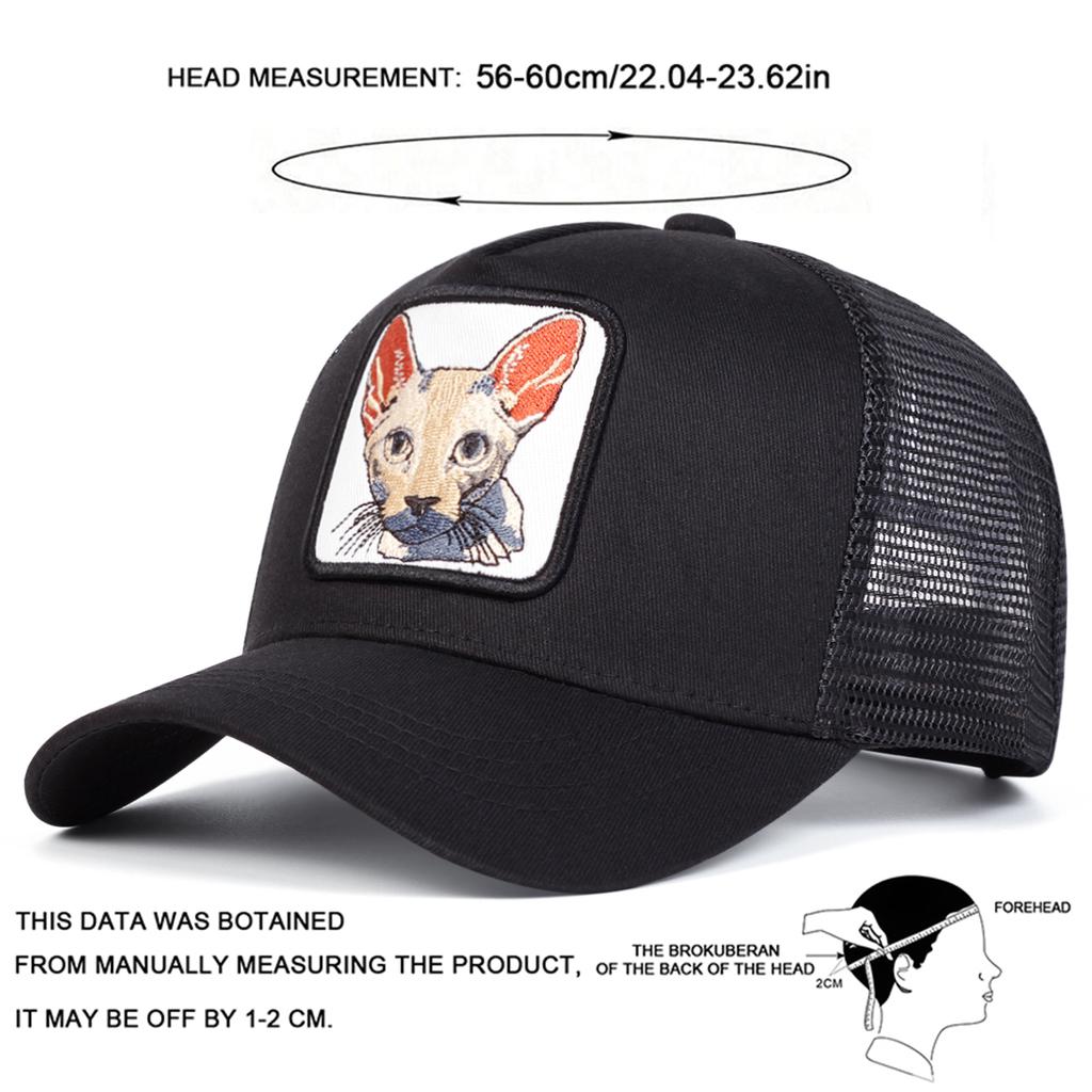 Летняя вышивка кота, регулируемая мужская и женская кепка, парная походная бейсболка, сетчатые кепки в стиле хип-хоп, кепки с животными