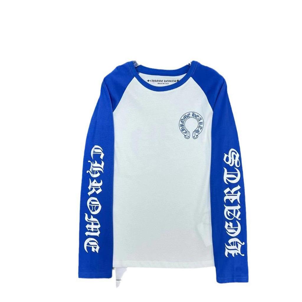 Унисекс толстовка Chrome Hearts с цветными блоками, рукавами реглан и принтом подковы и букв