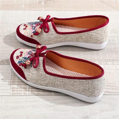 Туфли из ткани, женские, вышитые, студенческие, этнические, парусиновые туфли на одну ногу, женские, ленивые