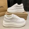 Retro Versatile Platform White Shoes Women's 2025 Spring New Fashion Small Casual Shoes Sports Leather Board Shoes