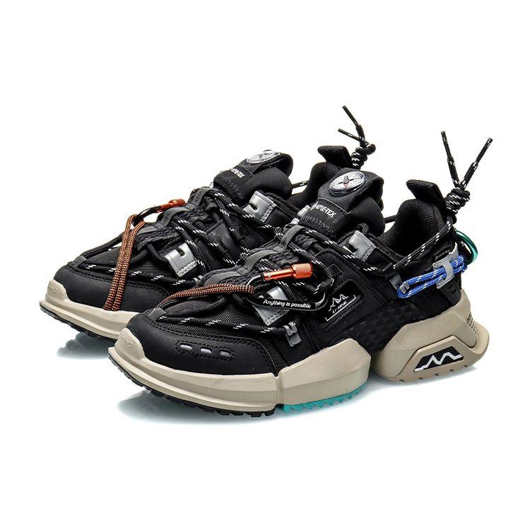 Li-Ning Удобные прочные повседневные низкие туфли для папы, женские кроссовки, черные AGLQ138-1