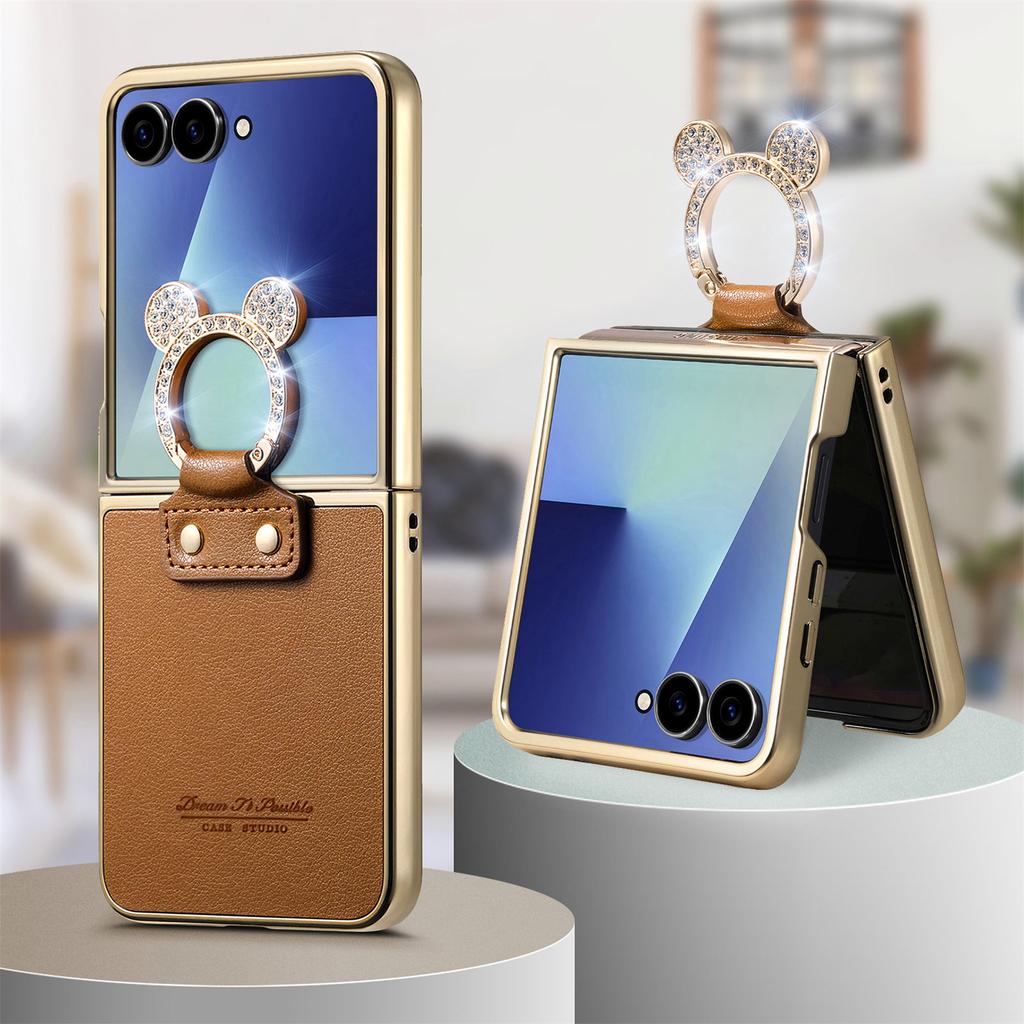 Кольцо-держатель Роскошный кожаный чехол-сумка для Samsung Galaxy Z Flip 8 5G Flip8 Flip6 Flip7 FE Flip 7 6 5 4 Flip5 Flip4 Защитный чехол