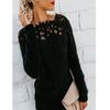 Women Fashion Lace Warm Plus Size Sttiching Tops Plush Pullovers Jumpers Knitted Sweater