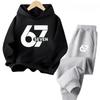 Вирусный 67 Numble Счастливый Детский Наряд 4-13 лет Повседневная Мода Спортивный Комплект Детских Худи Удобный Костюм-тройка для Мальчика и Девочки