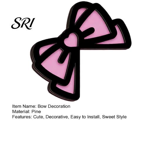 Girly Room Decoration Pink Bow Computer Monitor Decor, 2D Wood Decorations for Sweet Design Women, Mini Cute Accessories Home Office Decor Adhesive