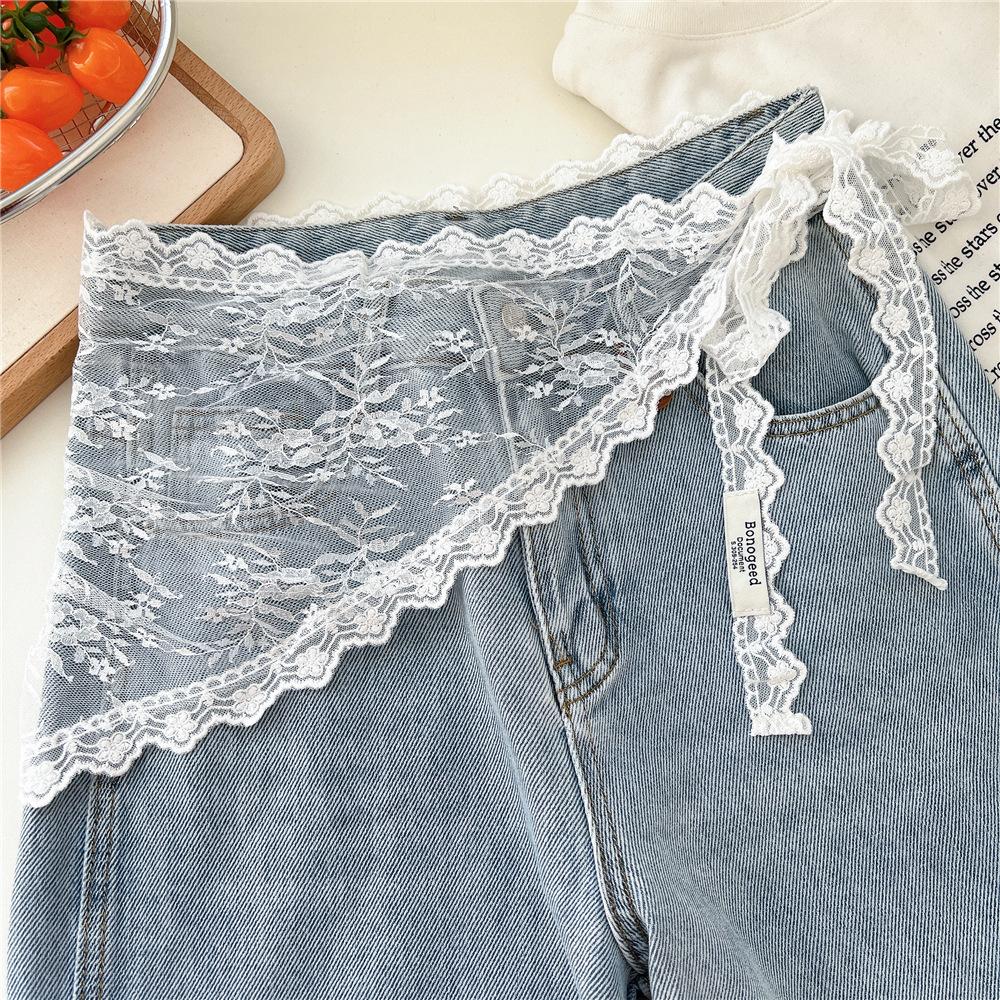 Fashion Lace Splicing Strap Decoration Foreign Style Triangle Towel Fart Curtain Apron Chic Pure Desire Style Short Skirt