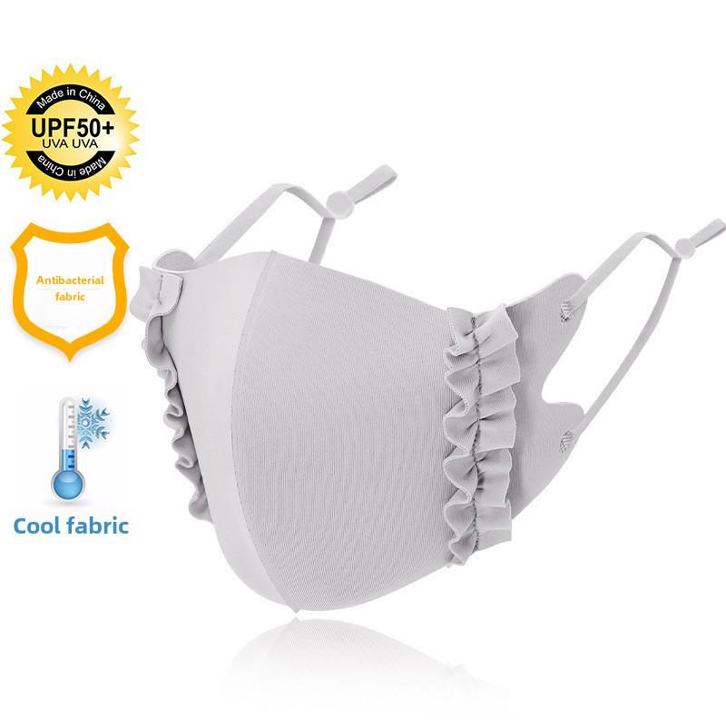 Маска Ice Silk 3D с регулируемым краем для ушей - карамельного цвета, тонкая, дышащая, солнцезащитная, из прохладной ткани