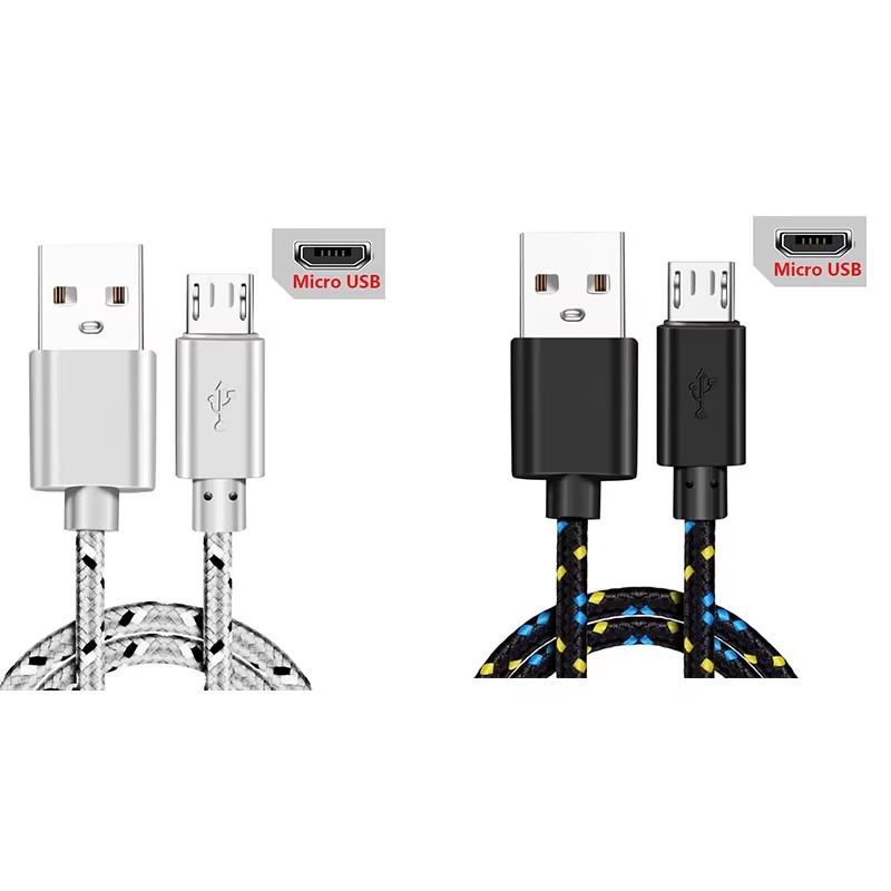 Micro USB Cable Data Sync USB Charger Cable For Samsung S7 Huawei Xiaomi Android Nylon Braided Mobile Phone Cables Fast Charging