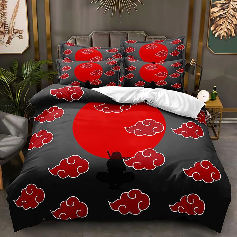 Naruto Bedding Suit Quilt Cover 2D Printed Bedroom Bed Cover Bedclothes 2/3Pcs Anime Cartoon Room Decoration Xmas Gift
