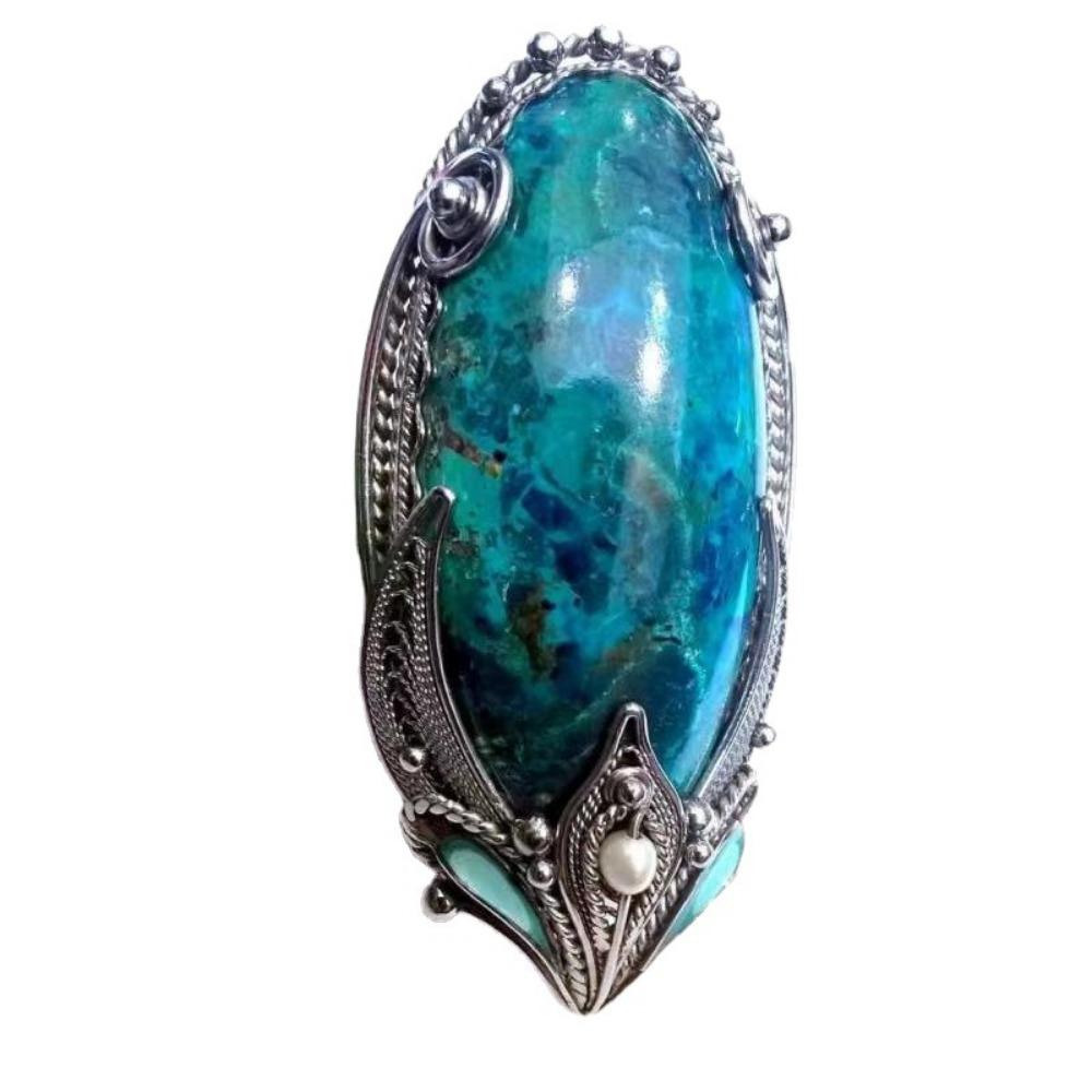 Кольцо в стиле ретро с этническим бирюзовым узором, креативные европейские и американские женские украшения