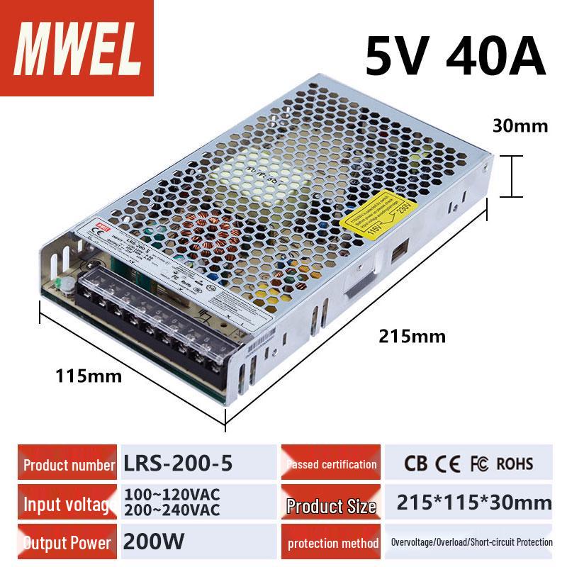 Сертифицированный 3C блок питания Mingwei LRS с регулируемым выходом постоянного тока, 220 В на 12 В/24 В/48 В.