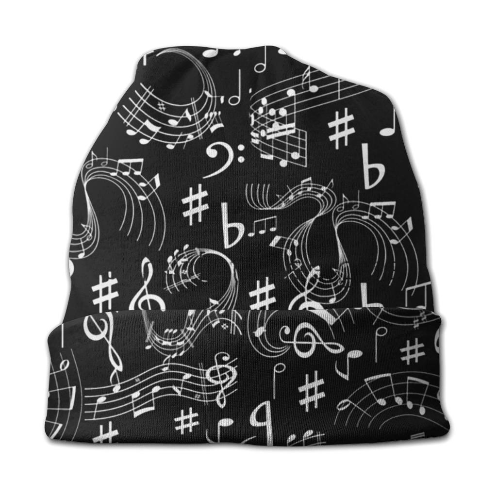 Music Musical Notes Washed Warm Bonnet Outdoor Casual Beanies Protection Unisex Women Hats