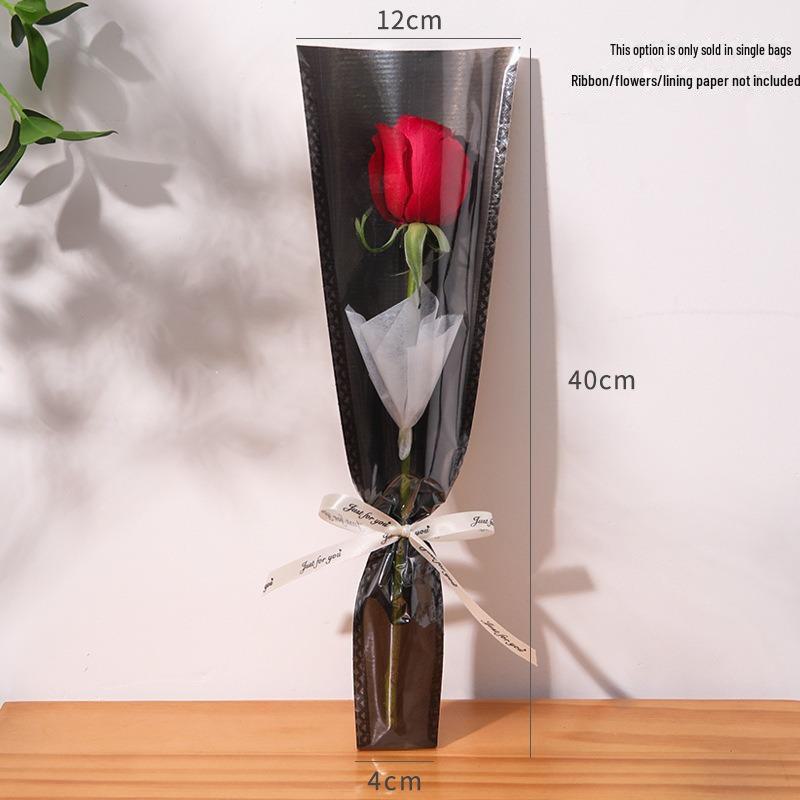 Valentine's Day Transparent Waterproof Flower Bag for Single Bouquet