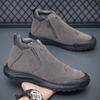 Повседневные мужские ботинки, классические мужские ботильоны, нескользящие мужские ботинки на молнии, уличные высокие мужские кроссовки, рабочие ботинки с круглым носком