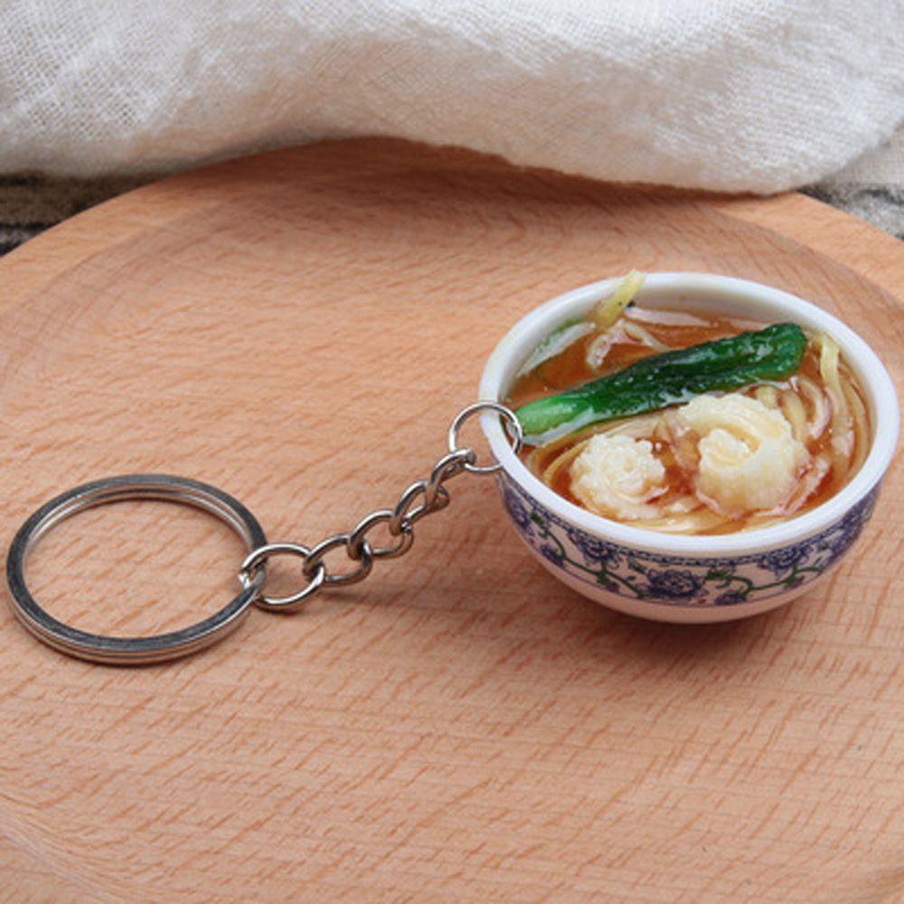 Porcelain Delicious Food Bag Pendant Noodle Keychain Simulation Food Bowl Keyrings Food Key Chains