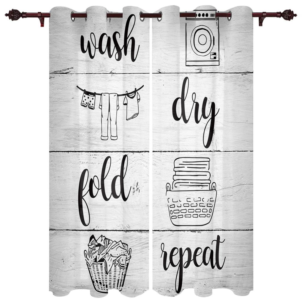 Винтажные занавески для прачечной в стиле кантри, ретро, для детской спальни, гостиной, кухни, двери, домашний декор, 2 штуки
