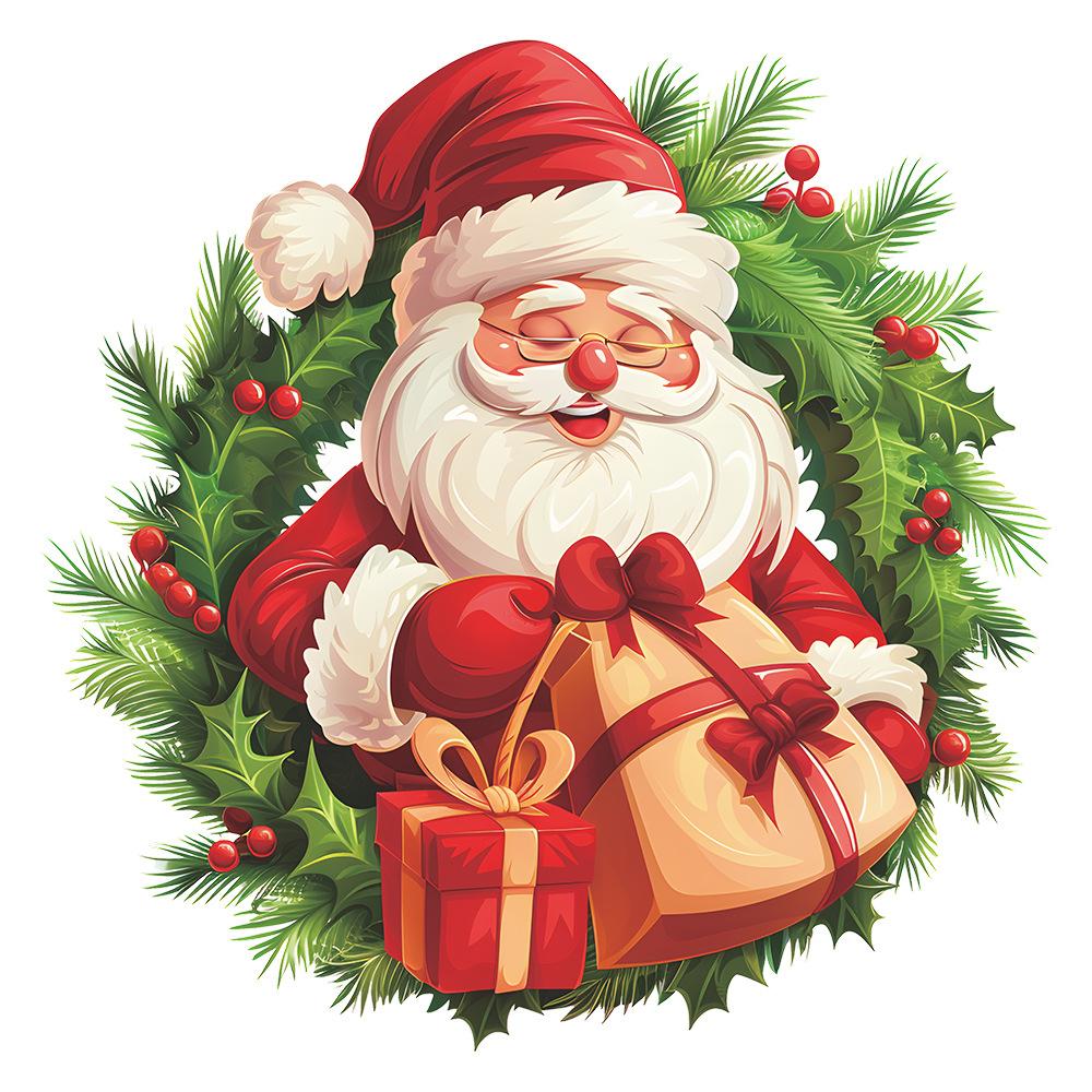 Fun-f218 Мультфильм Санта Венок Подарок Спальня Гостиная Кабинет Фон Ландшафтный Дизайн Наклейка На Стену