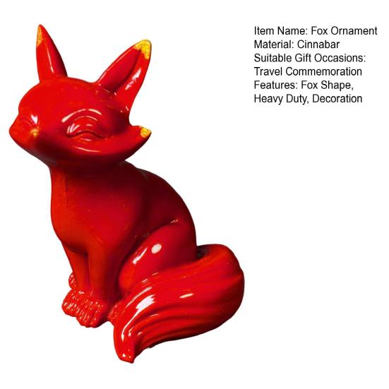 Киноварная лиса Орнамент Рыжая лиса Фигурка Миниатюрная статуэтка лисы Скульптура Приборная панель автомобиля Дом Офис Фэн-шуй Украшение
