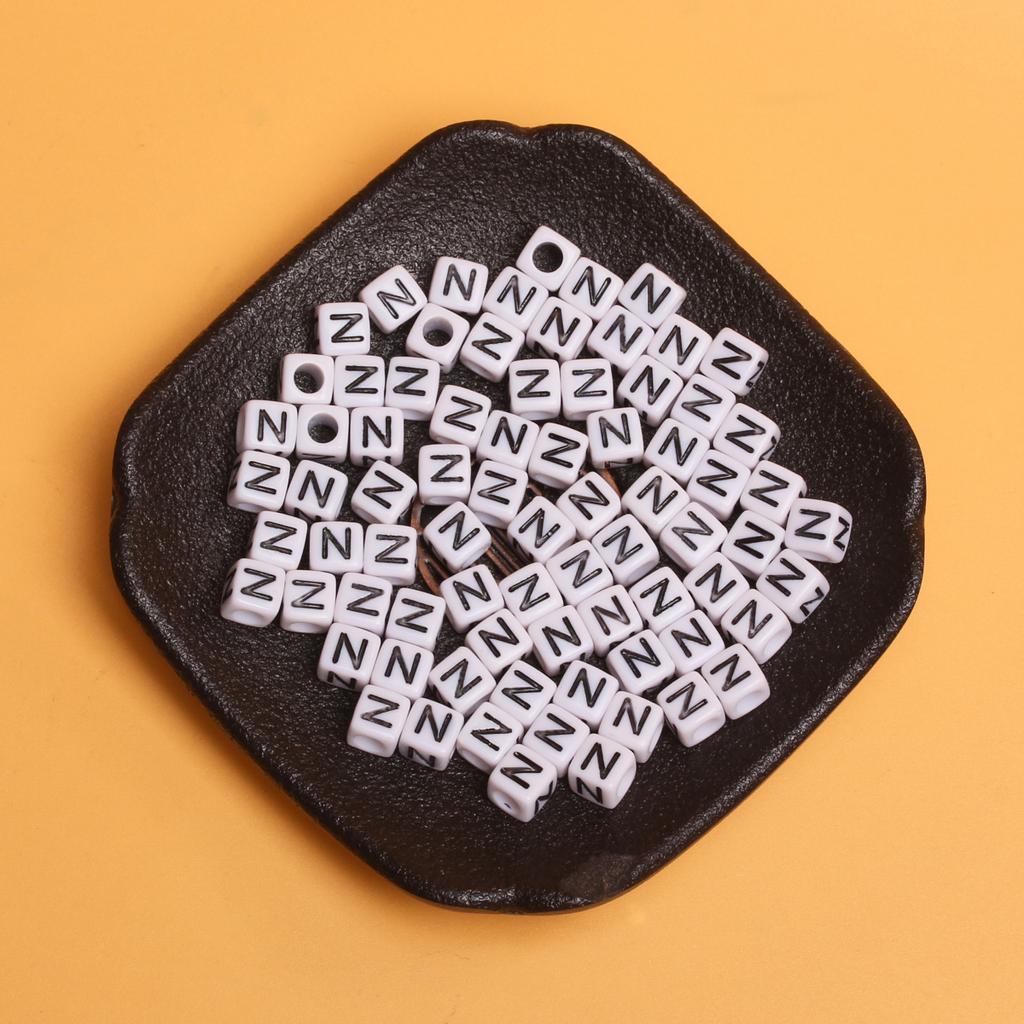 White Black Pendants Handcrafts Beading Material DIY 26 Letters Beads Bracelets Phone Chain 5.5mm Acrylic Big Hole Necklace DIY Jewelry Accessories