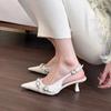 Fashion Luxury Brand Designer Women Sandals Fashion Pointed Toe Buckle Strap Metal High Heeled Kitten Heel Elegant Single Shoes Female