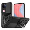 KEYSION Shockproof Armor Case for VIVO V50 5G Slide Camera Lens Protection Metal Ring Stand Phone Back Cover for VIVO V50 5G