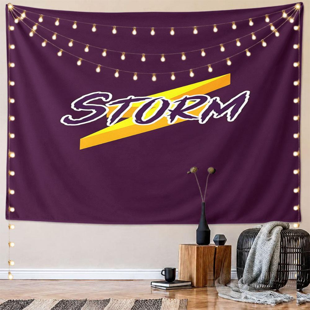 Bold 'STORM' with Lightning Bolt Design Pattern Wall Hanging Tapestry Decorative Tapestry Home Decor for Bedroom and Living Room