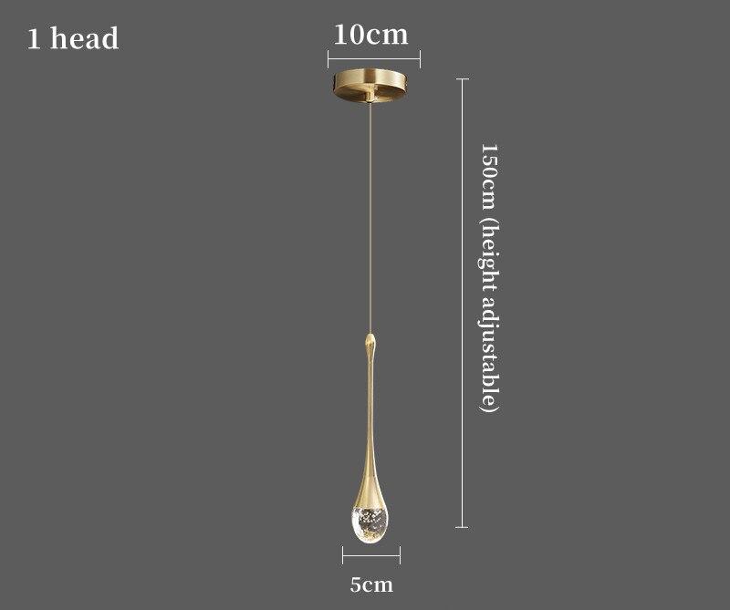 Dining Room Chandelier Modern Led Crystal Lamp Living Kitchen Island Hanging Lamp Creative Water Drop Black Lighting Fixture