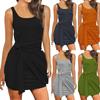 Модное женское сексуальное бандажное платье-майка в рубчик, облегающее, без рукавов