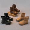 Korean Retro New Children's Leather Boots Medium Fashion Velvet Warm Kids Short Boots